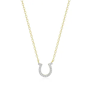 M by Monte Luna LG Diamond Horseshoe Necklace in 18K Yellow Gold/Rhodium Plated Sterling Silver