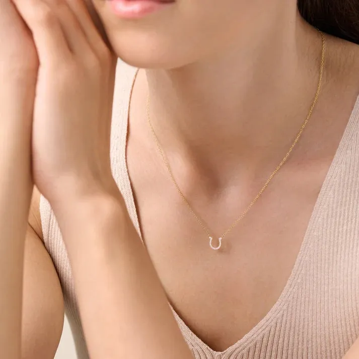 M by Monte Luna LG Diamond Horseshoe Necklace in 18K Yellow Gold/Rhodium Plated Sterling Silver