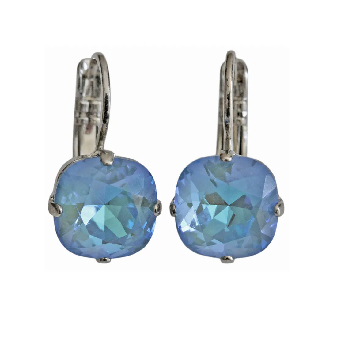 Mariana "Sun-Kissed Lagoon" Rhodium Plated Small Cushion Cut Crystal Earrings, 1470/1 143ro