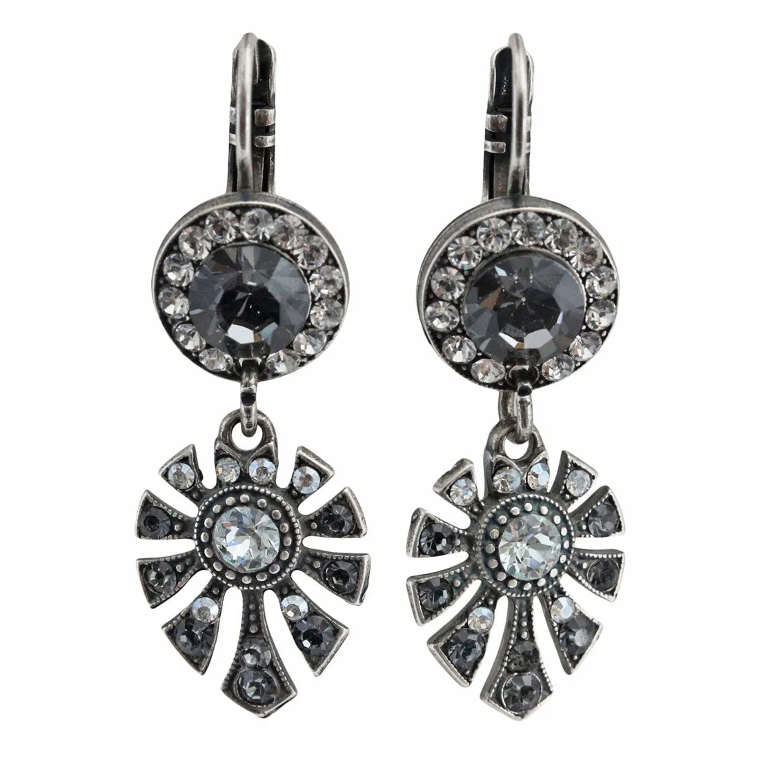 Mariana "Zulu" Silver Plated Monstera Leaf Dangle Crystal Earrings, 1514/3 1080