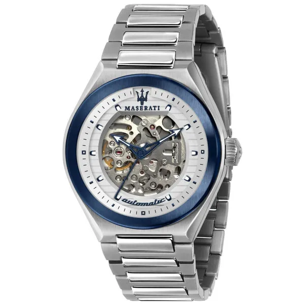 Maserati Triconic Silver Stainless Steel White Dial Automatic Watch for Gents - R8823139002
