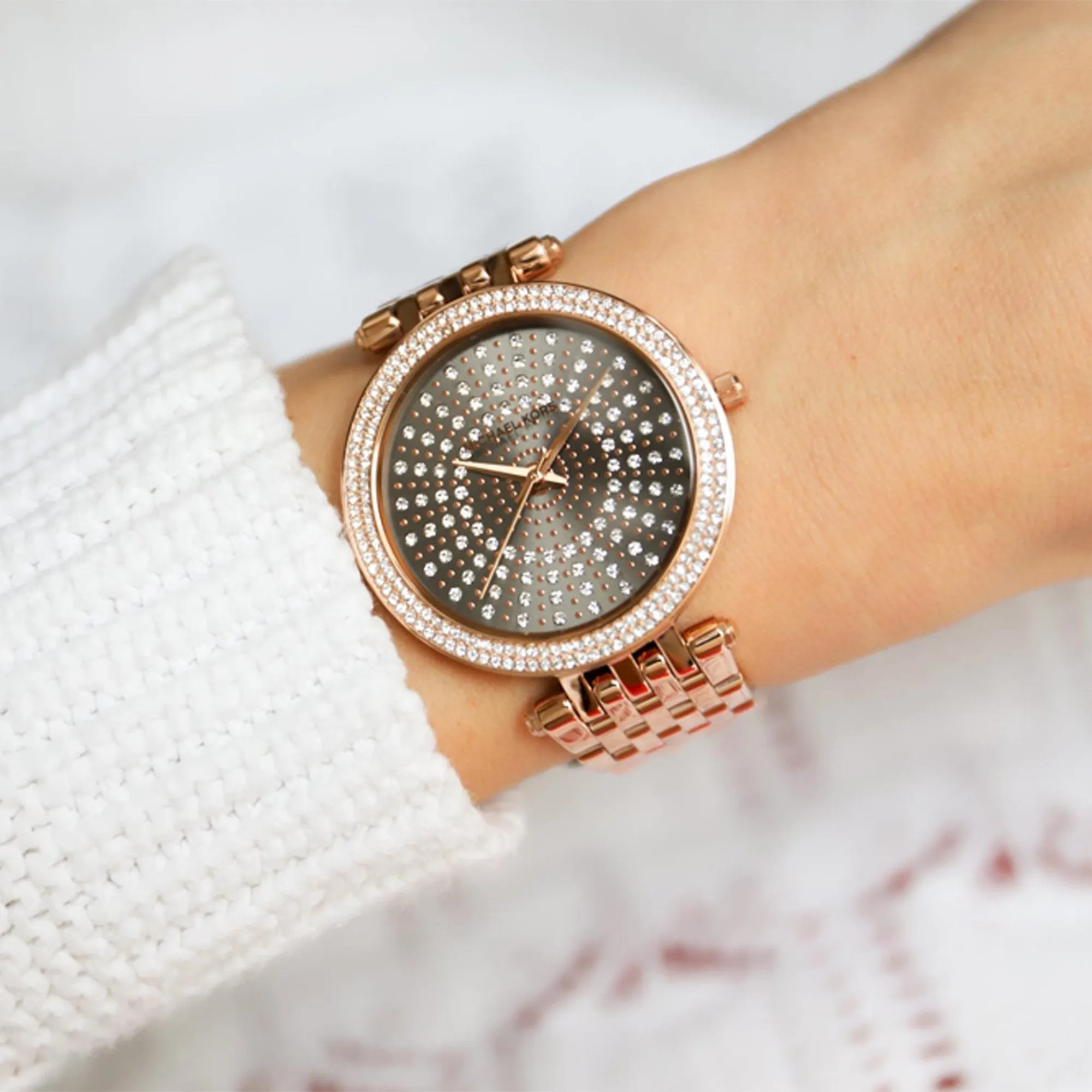 Michael Kors Darci Quartz Grey Crystal Pave Dial Ladies Watch MK4408