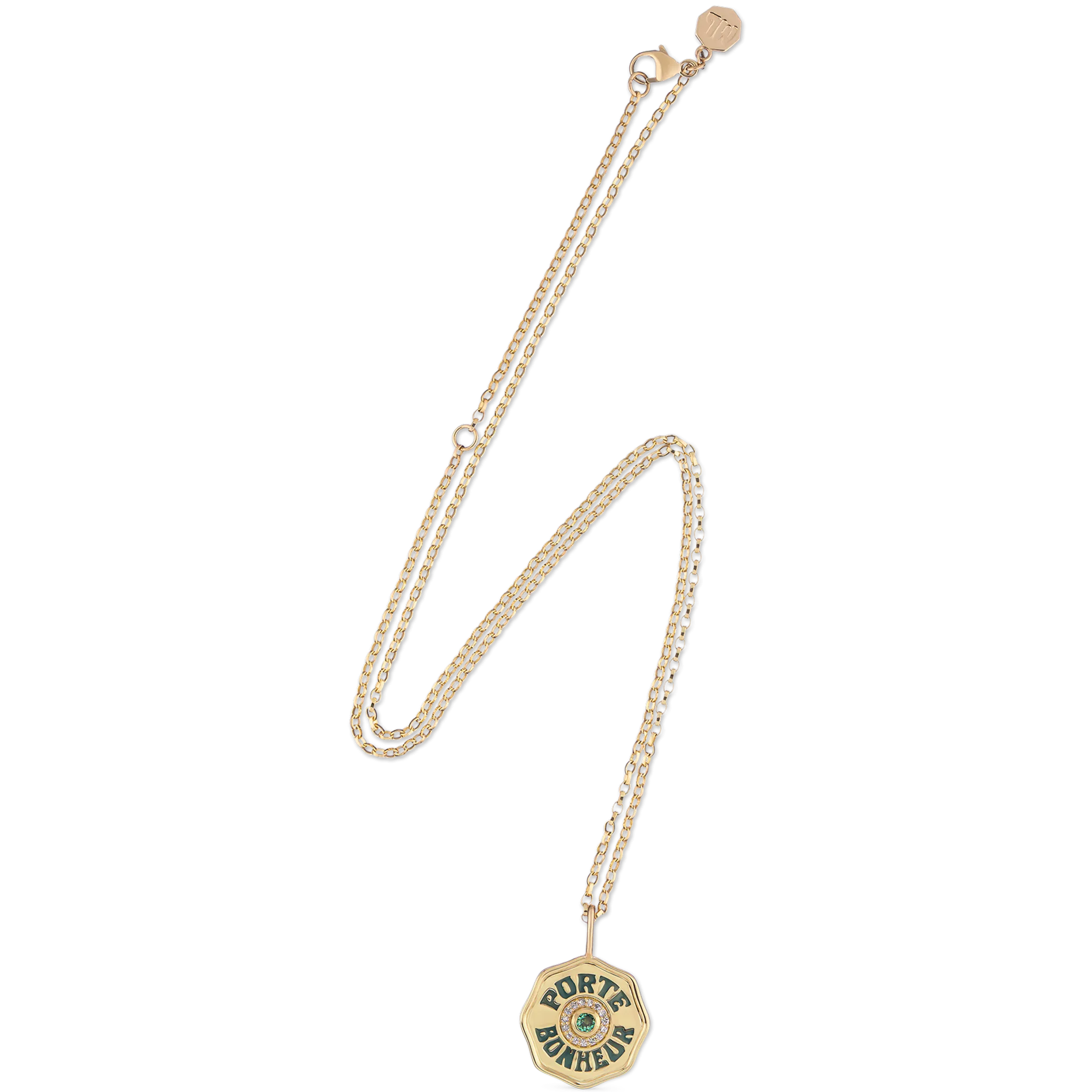 Mini Diamond Halo Porte Bonheur Emerald