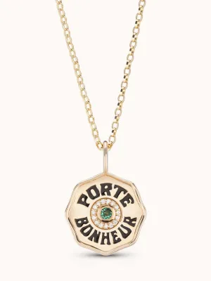 Mini Diamond Halo Porte Bonheur Emerald