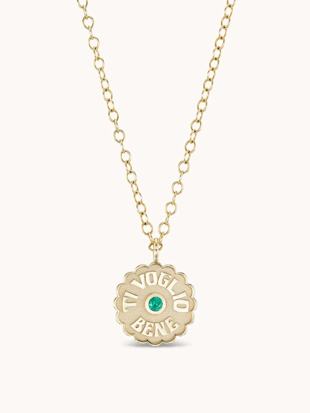 Mini Raised Gold TVB Necklace Emerald