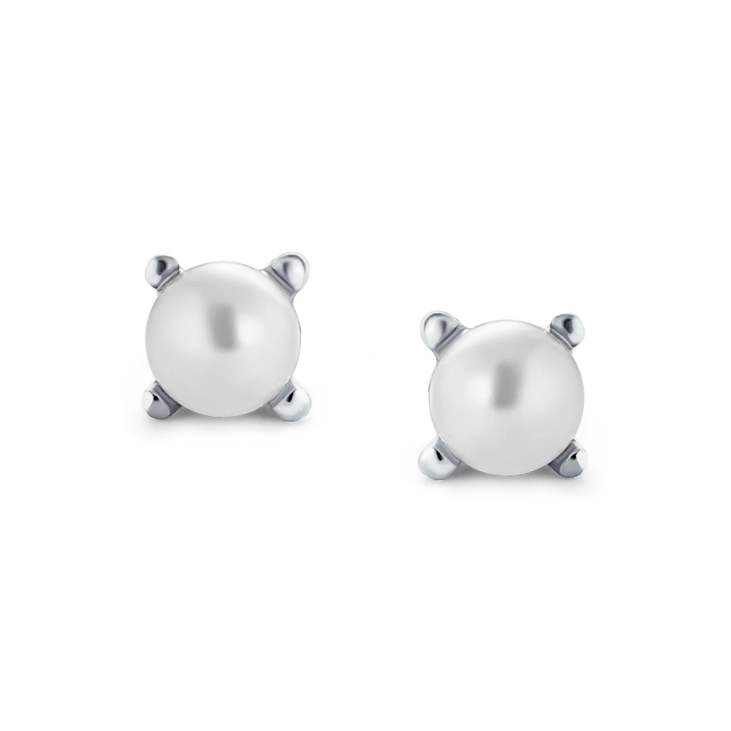 Minimalist Tiny .25CT Freshwater Pearl Stud Earrings Sterling Silver Screw back
