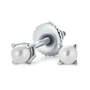 Minimalist Tiny .25CT Freshwater Pearl Stud Earrings Sterling Silver Screw back