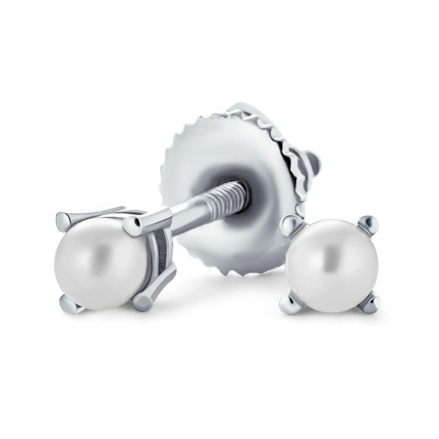Minimalist Tiny .25CT Freshwater Pearl Stud Earrings Sterling Silver Screw back