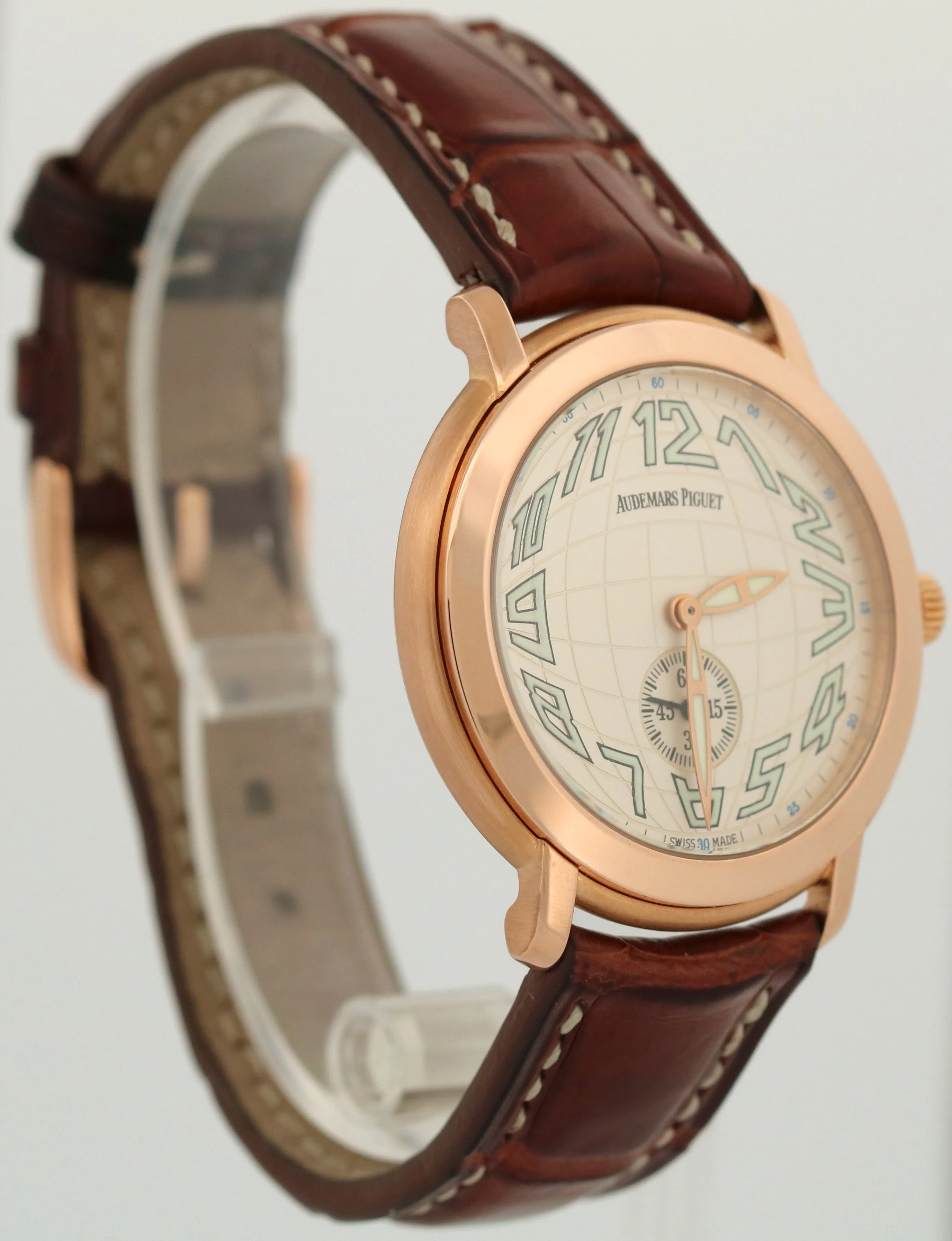 MINT Audemars Piguet Jules GLOBE DIAL Ivory Arabic 18k Rose Gold 36mm 15056OR