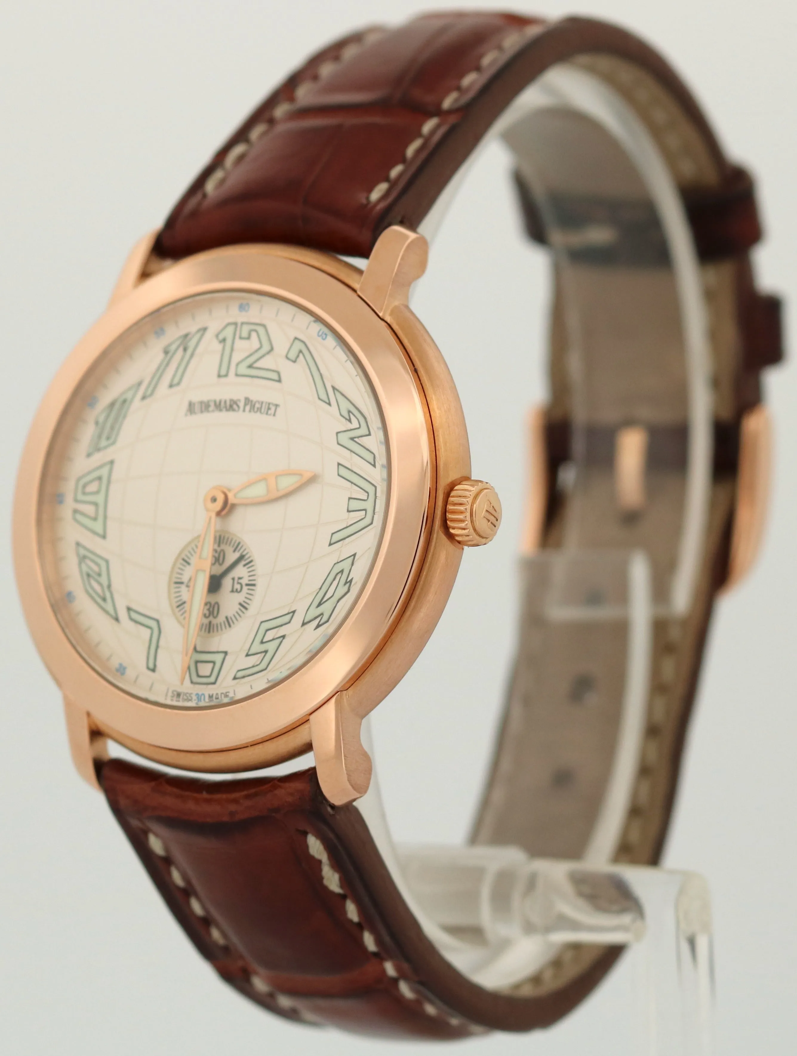 MINT Audemars Piguet Jules GLOBE DIAL Ivory Arabic 18k Rose Gold 36mm 15056OR