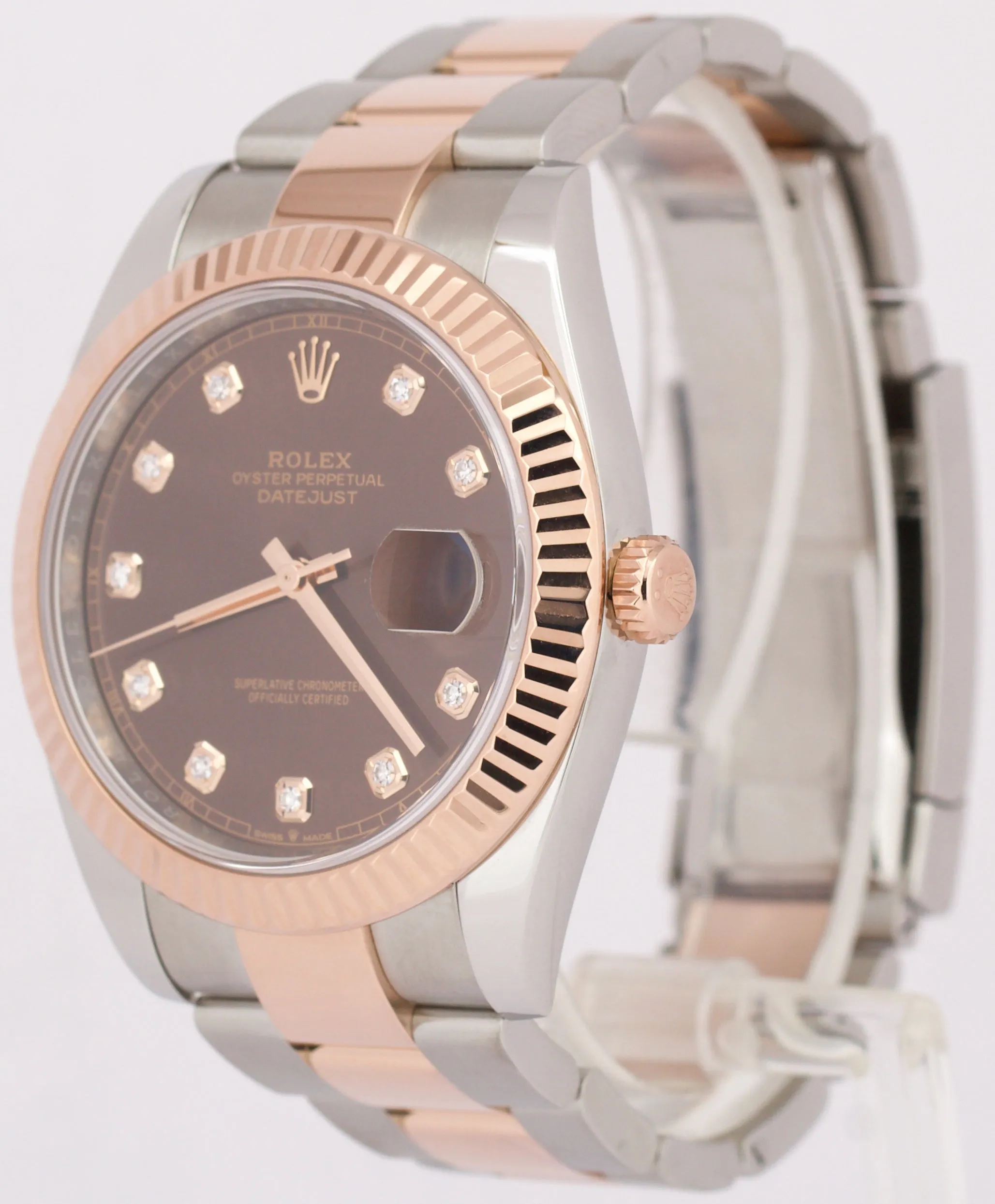 MINT Rolex DateJust 41mm CHOCOLATE DIAMOND Brown Steel 18K Gold OYSTER 126331