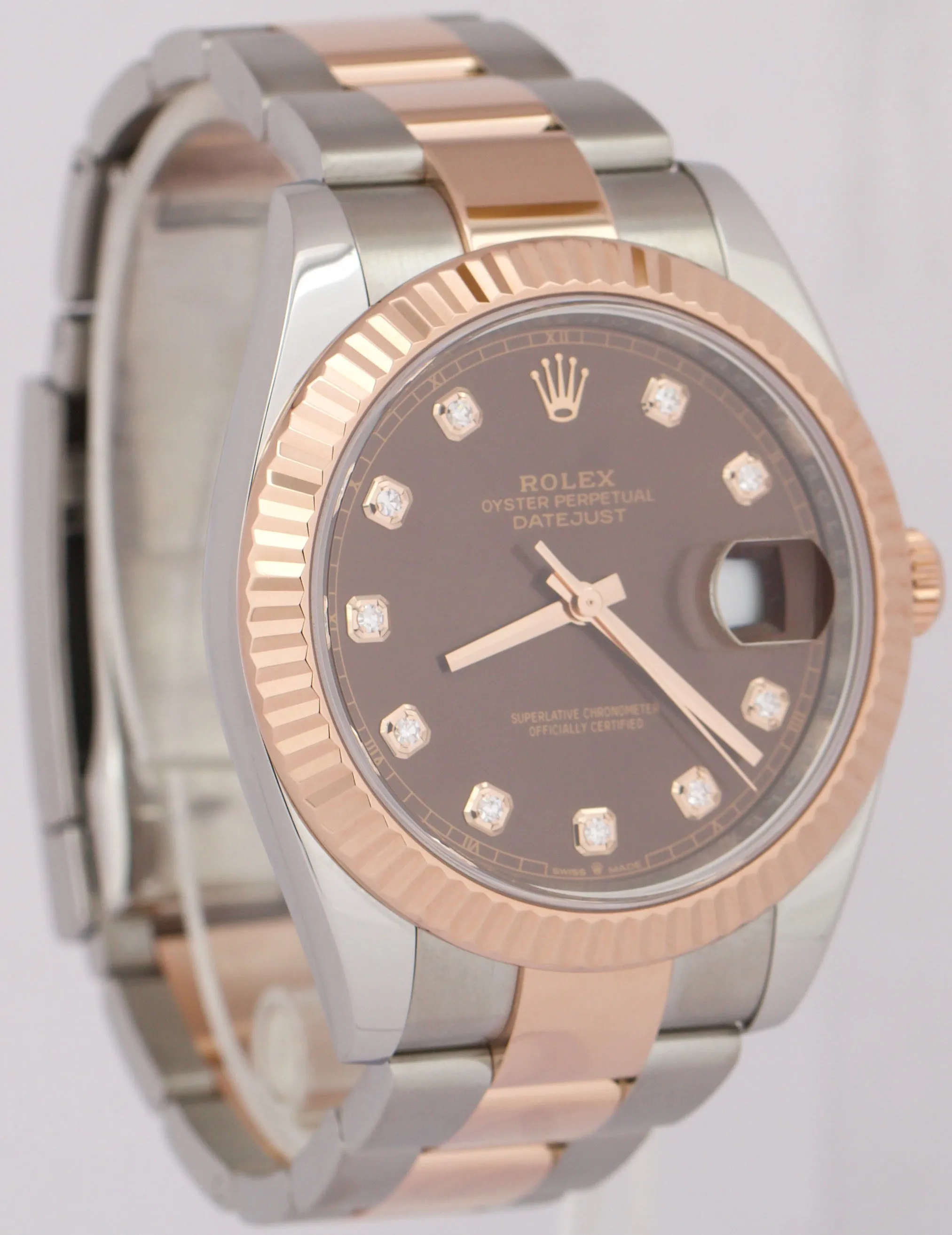 MINT Rolex DateJust 41mm CHOCOLATE DIAMOND Brown Steel 18K Gold OYSTER 126331