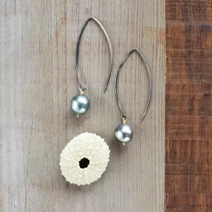 Mixed Metal Tahitian Pearl Earrings