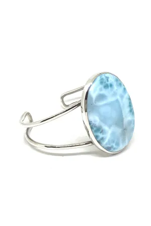 Modern Sterling Silver Larimar Cuff Bracelet