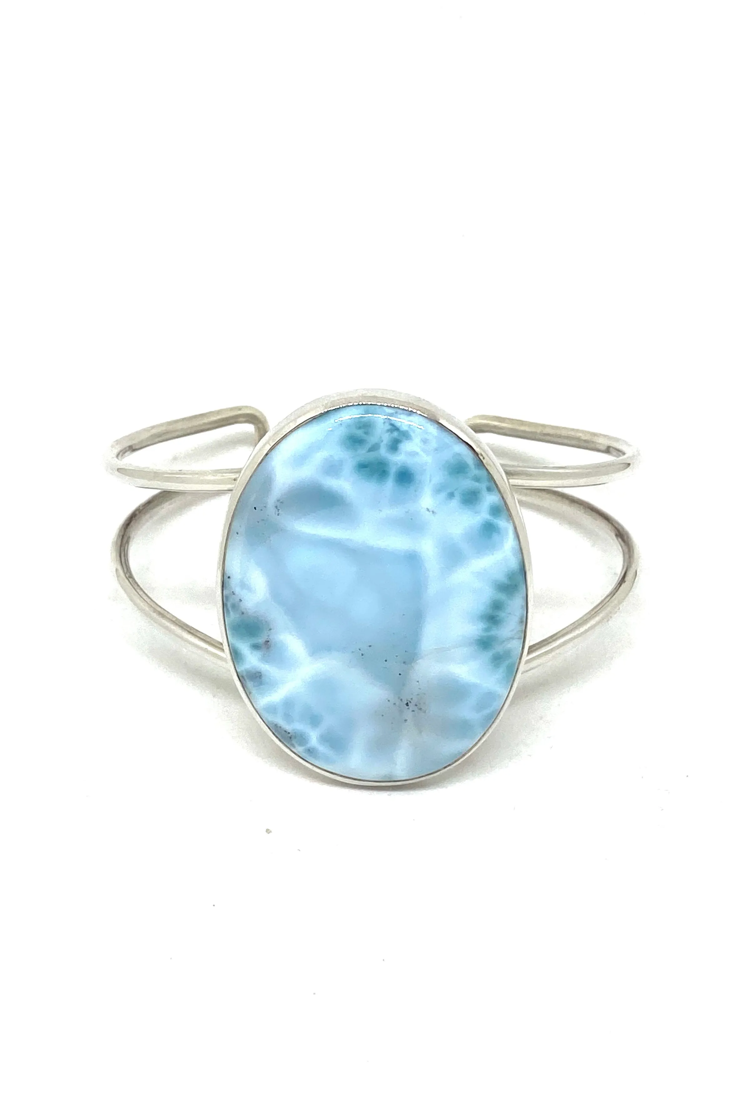 Modern Sterling Silver Larimar Cuff Bracelet