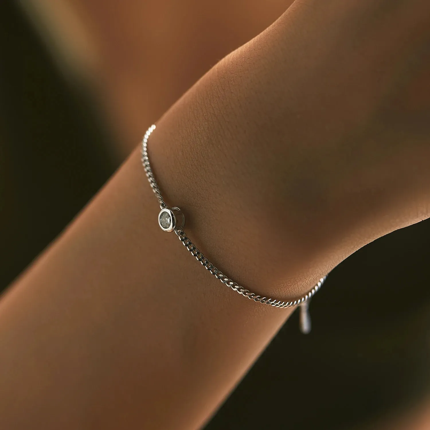 Moissanite Diamond Bezel Bracelet - 925 Sterling Silver