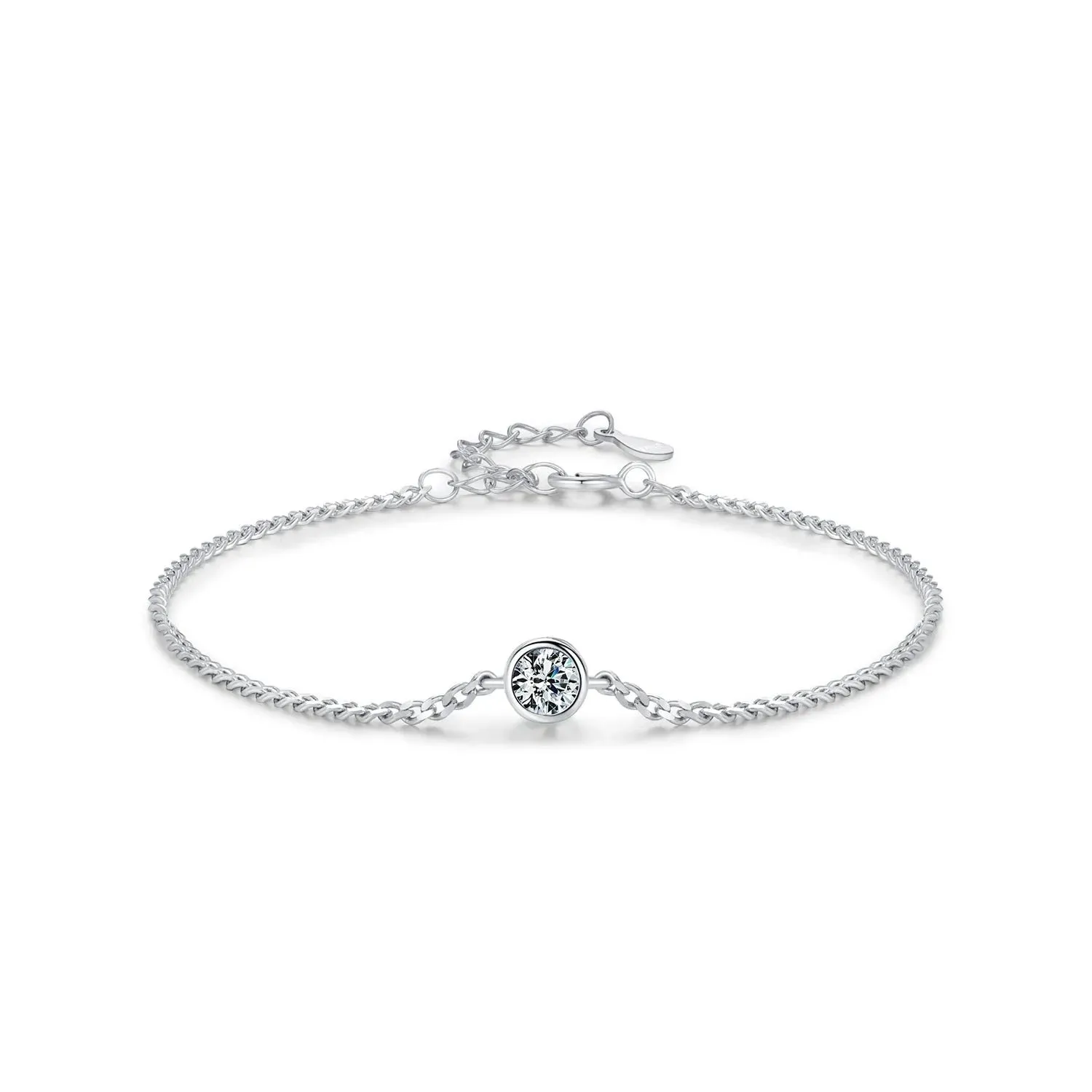 Moissanite Diamond Bezel Bracelet - 925 Sterling Silver