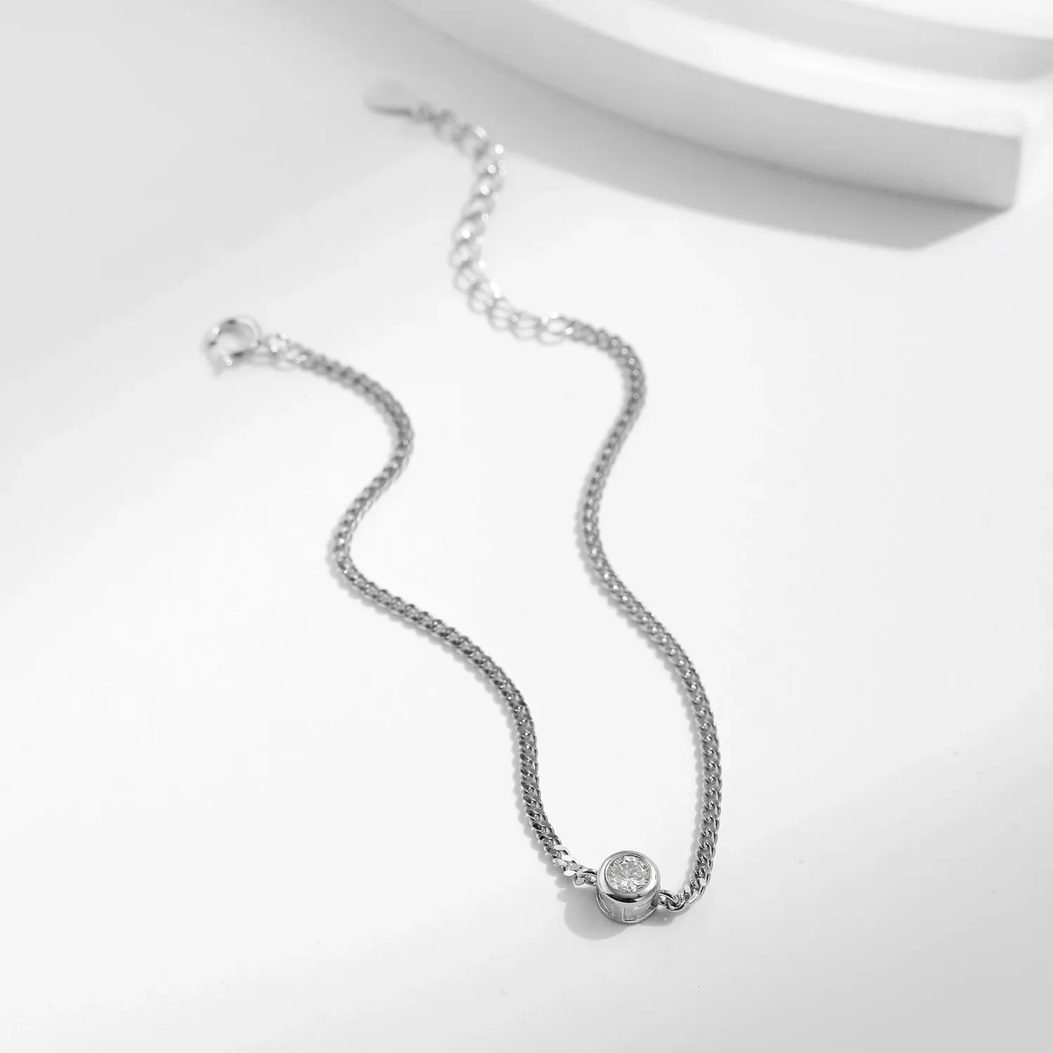 Moissanite Diamond Bezel Bracelet - 925 Sterling Silver