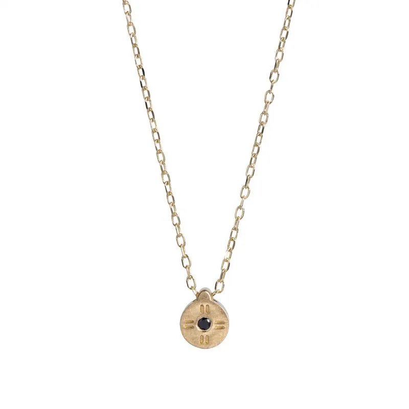 Mollis Necklace - 14k Gold Diamond Circle Pendant