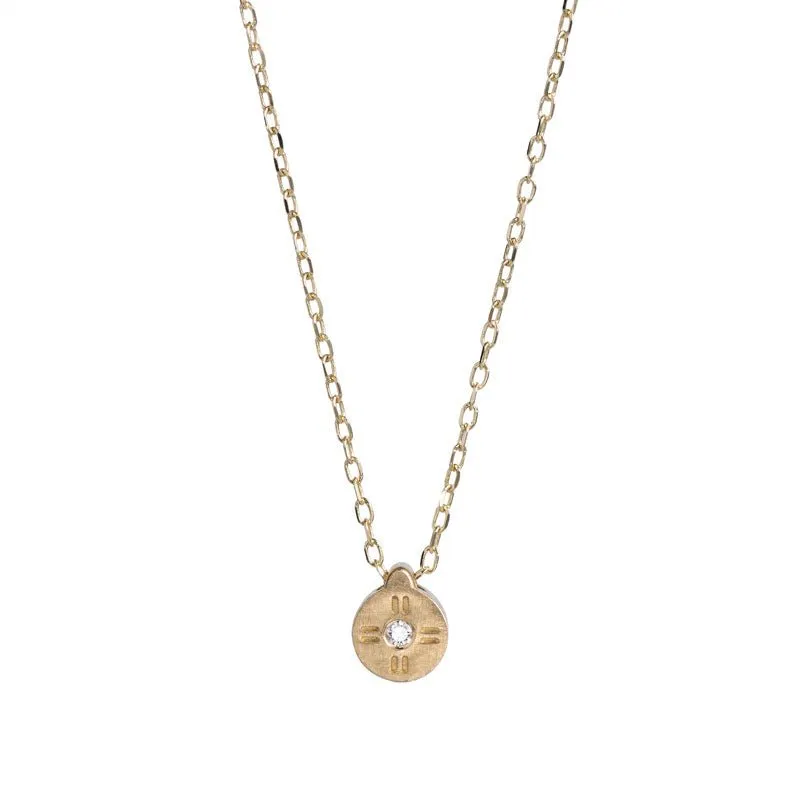 Mollis Necklace - 14k Gold Diamond Circle Pendant
