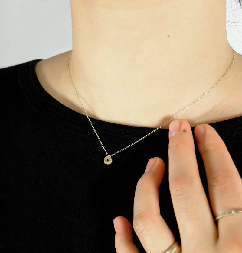 Mollis Necklace - 14k Gold Diamond Circle Pendant