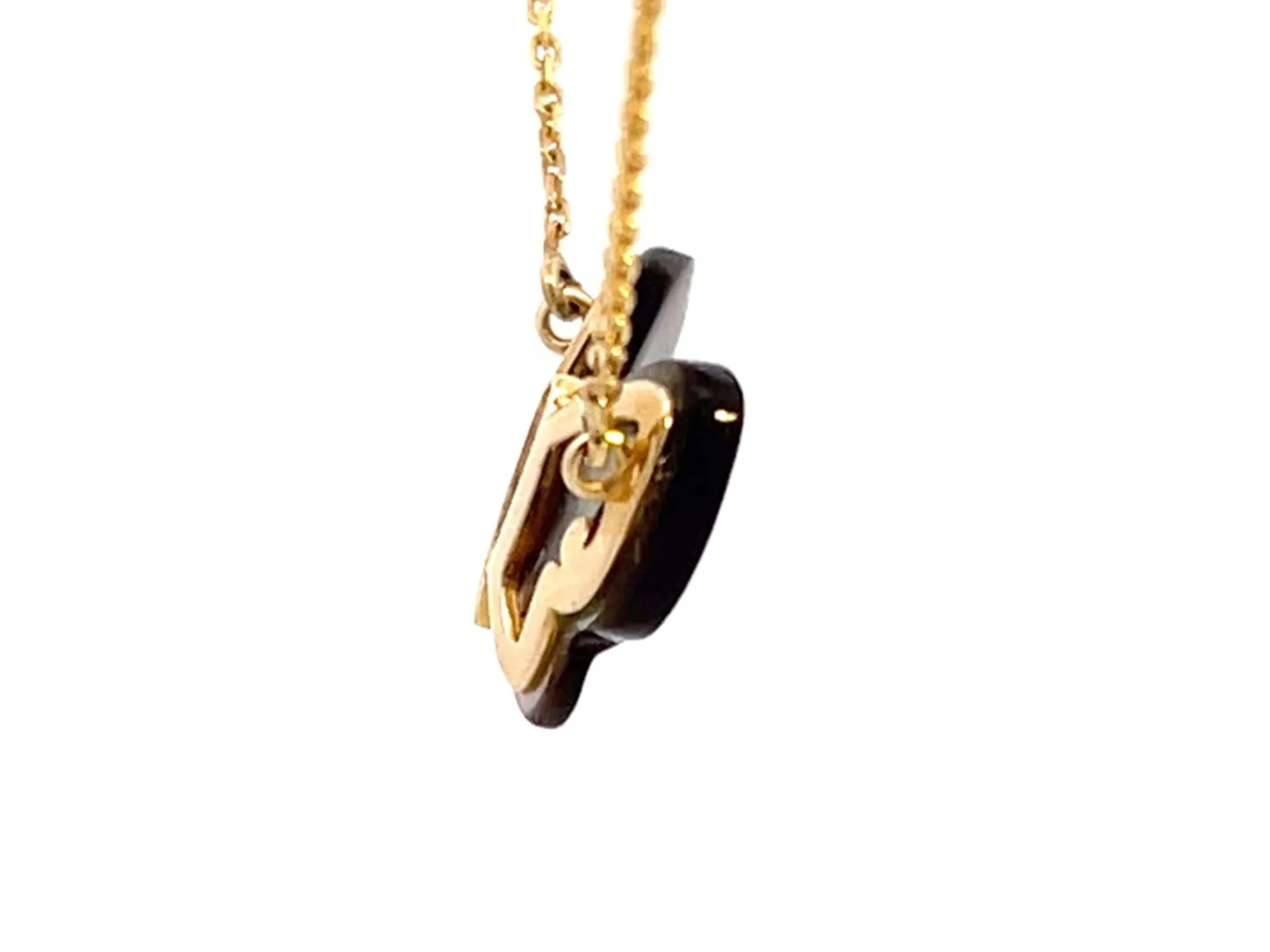 Mother of Pearl Butterfly and Diamond Necklace in 14k Yellow Gold