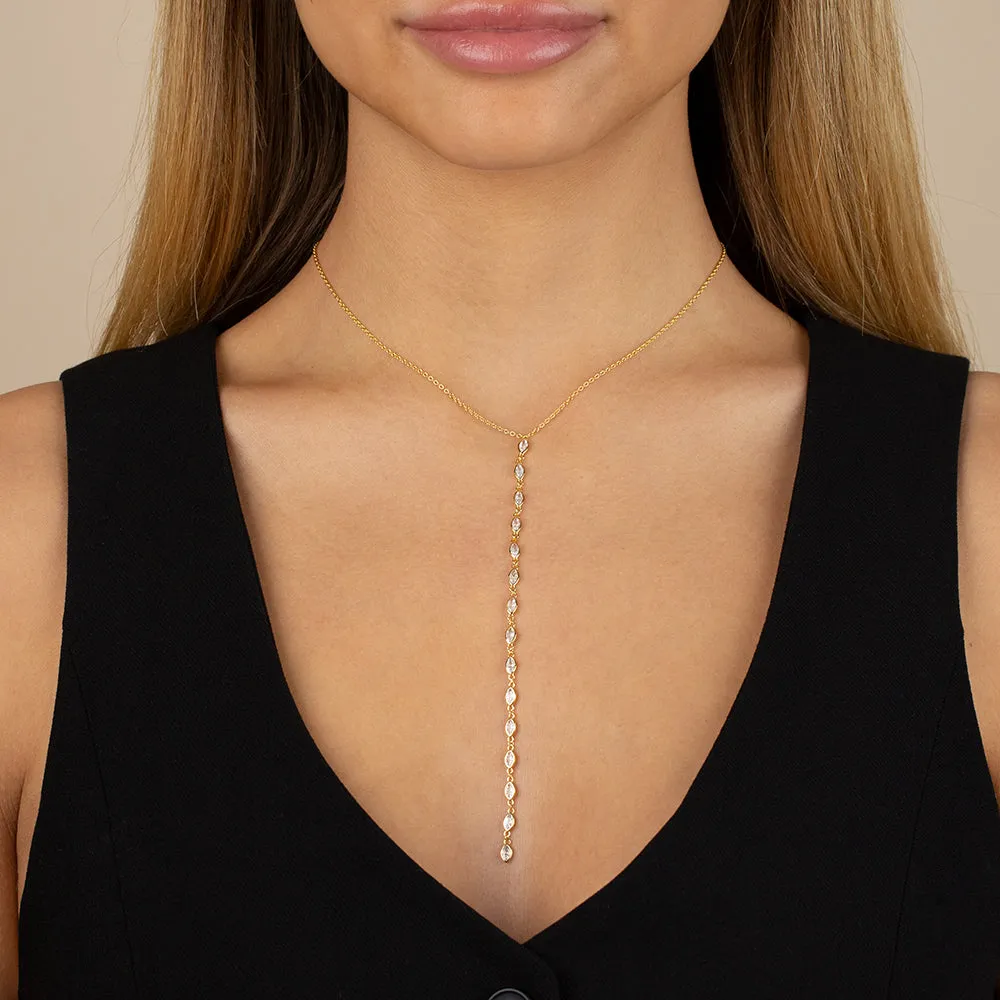 Multi Marquise CZ Lariat Necklace