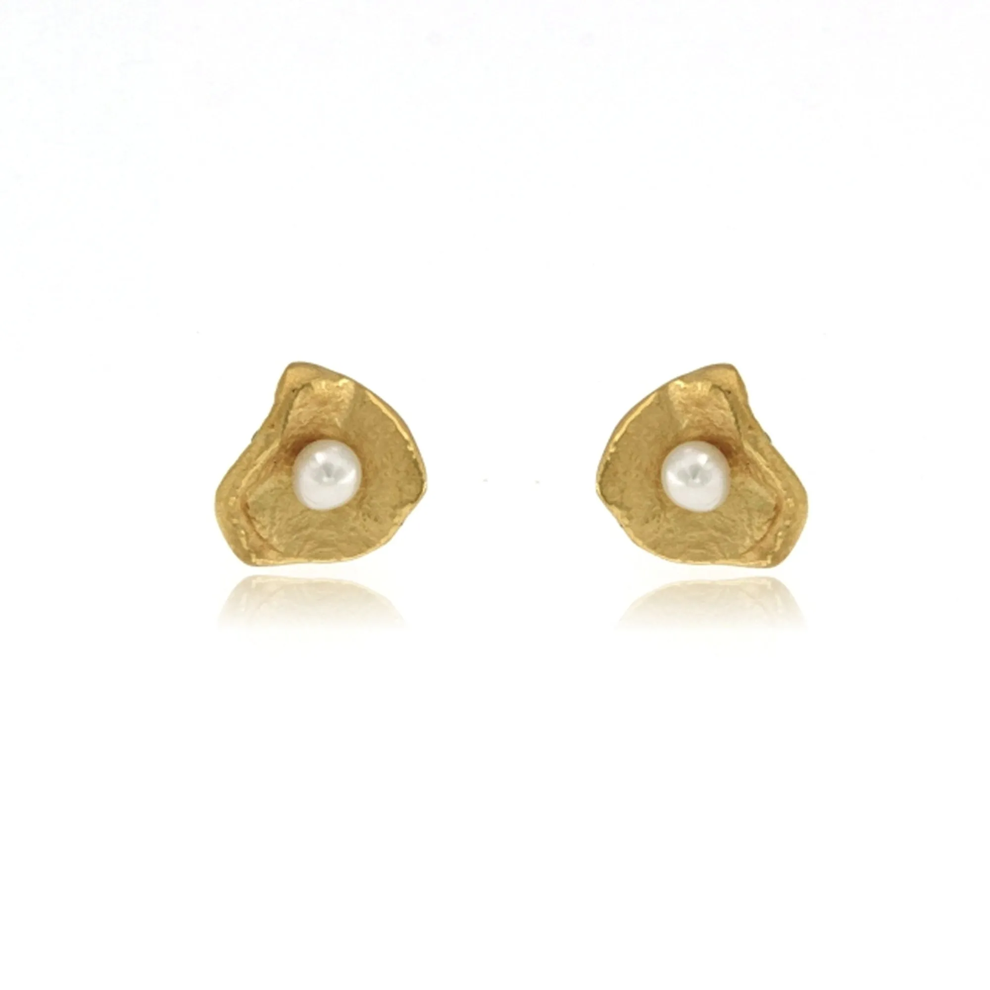 Mysterium Collection Vermeil Petal & Pearl Earrings (Sm)