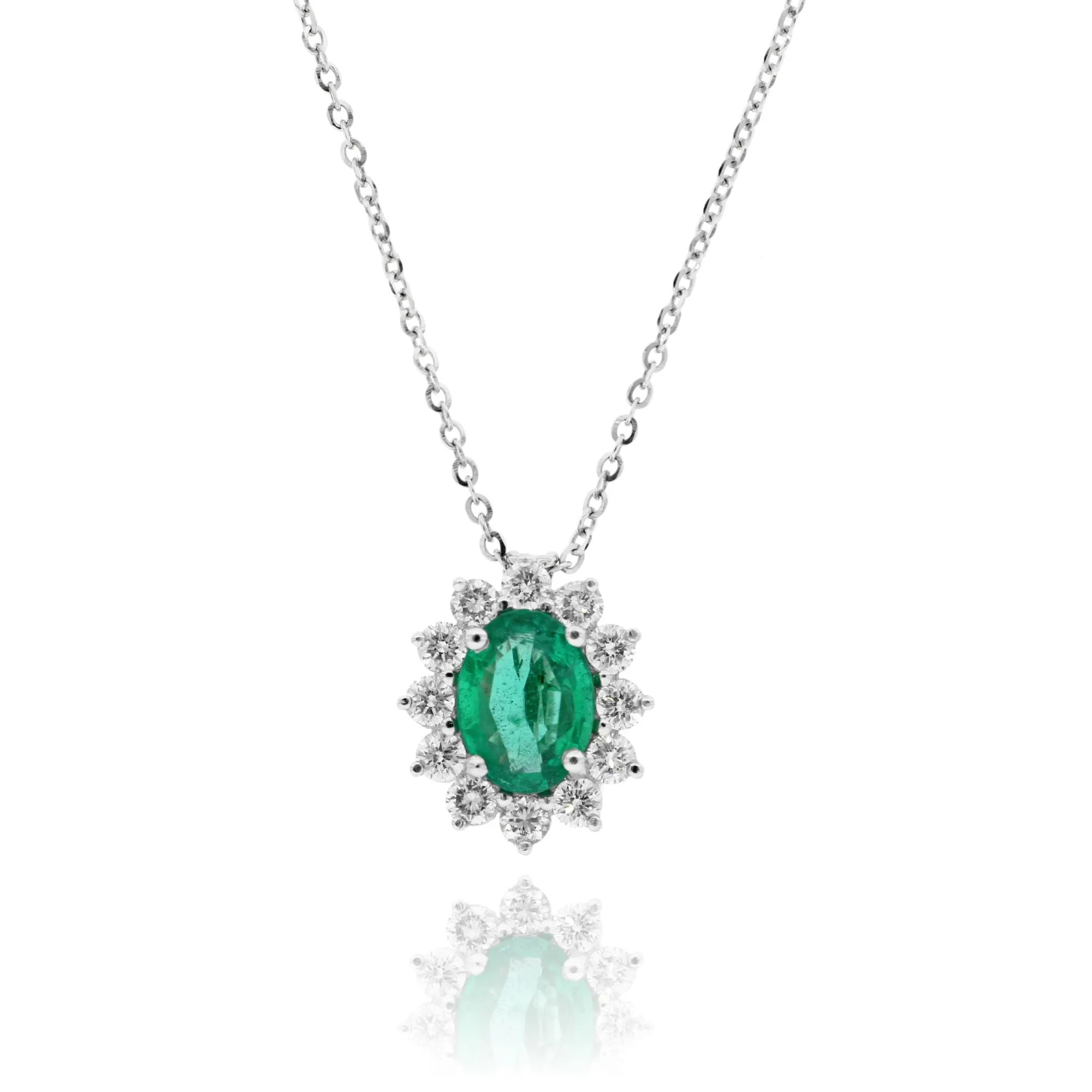 Necklace with Diamonds And Emerald Pendant