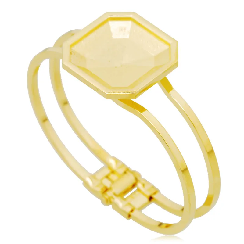 New arrived 18k Glod openable Bracelet Setting With 23mm (inside)  Rectangle Bezel fits Swarovski 4675,Cuff,1Zinc Alloy filled,5pieces/lot