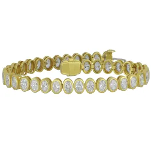 Norman Silverman 18k Yellow Gold Bezel Oval Diamond Bracelet 39D=9.94TW GH/VS BR 7" length