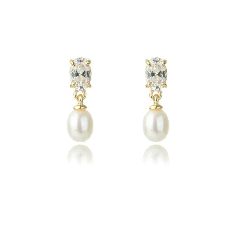 OCEANS WHITSUNDAYS FRESHWATER PEARL EARRINGS GOLD