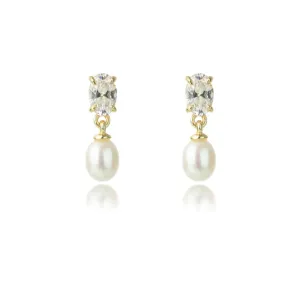 OCEANS WHITSUNDAYS FRESHWATER PEARL EARRINGS GOLD