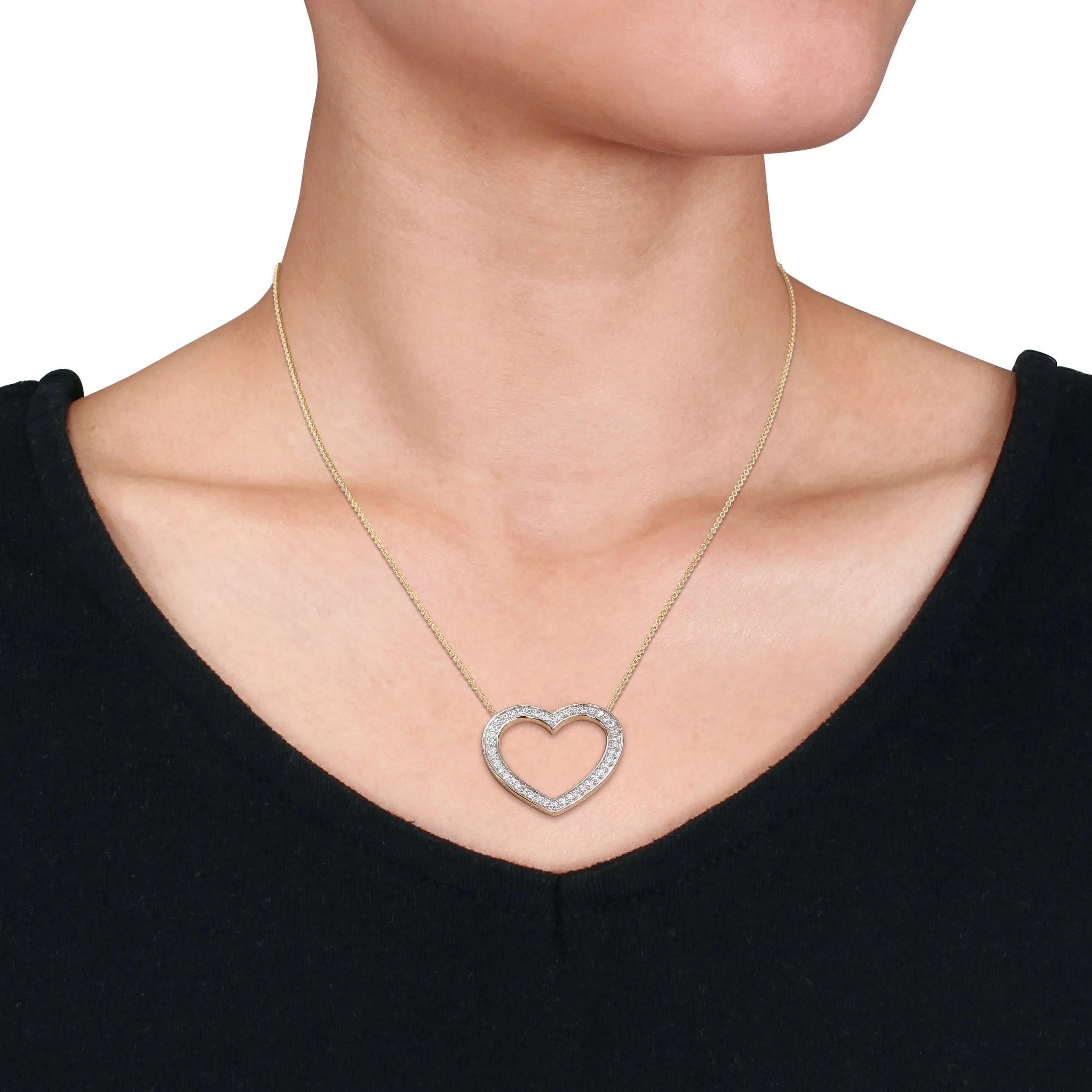 Open Heart Gleaming Diamond Necklace