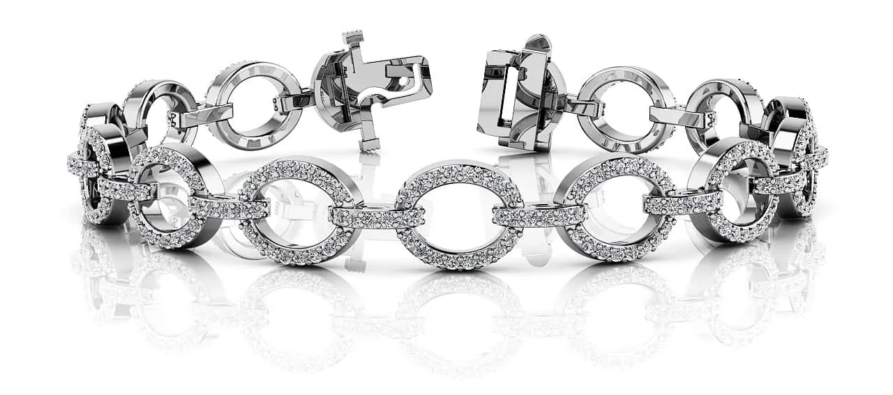 Open Oval Love Diamond Bracelet with 2.54 ct.(finished) 1.2mm