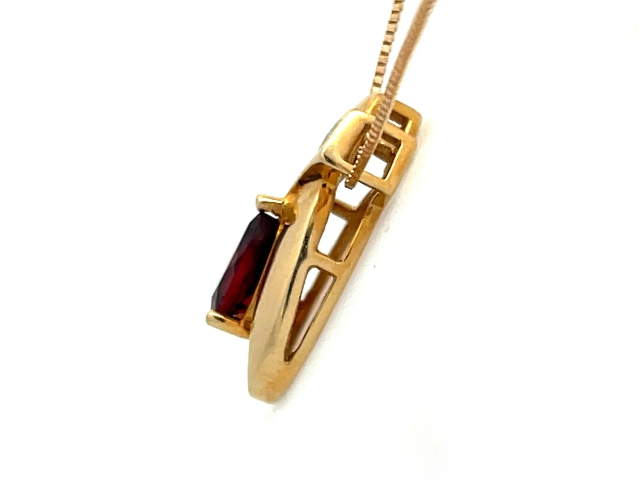 Orange Garnet and Diamond Two Toned Pendant and Chain in 14k Gold