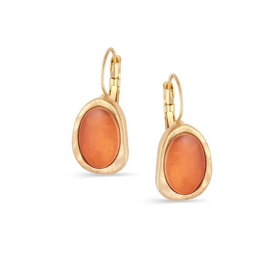 ORANGE OVAL STONE DROP EARRINGS #209CR3301 (4F6)