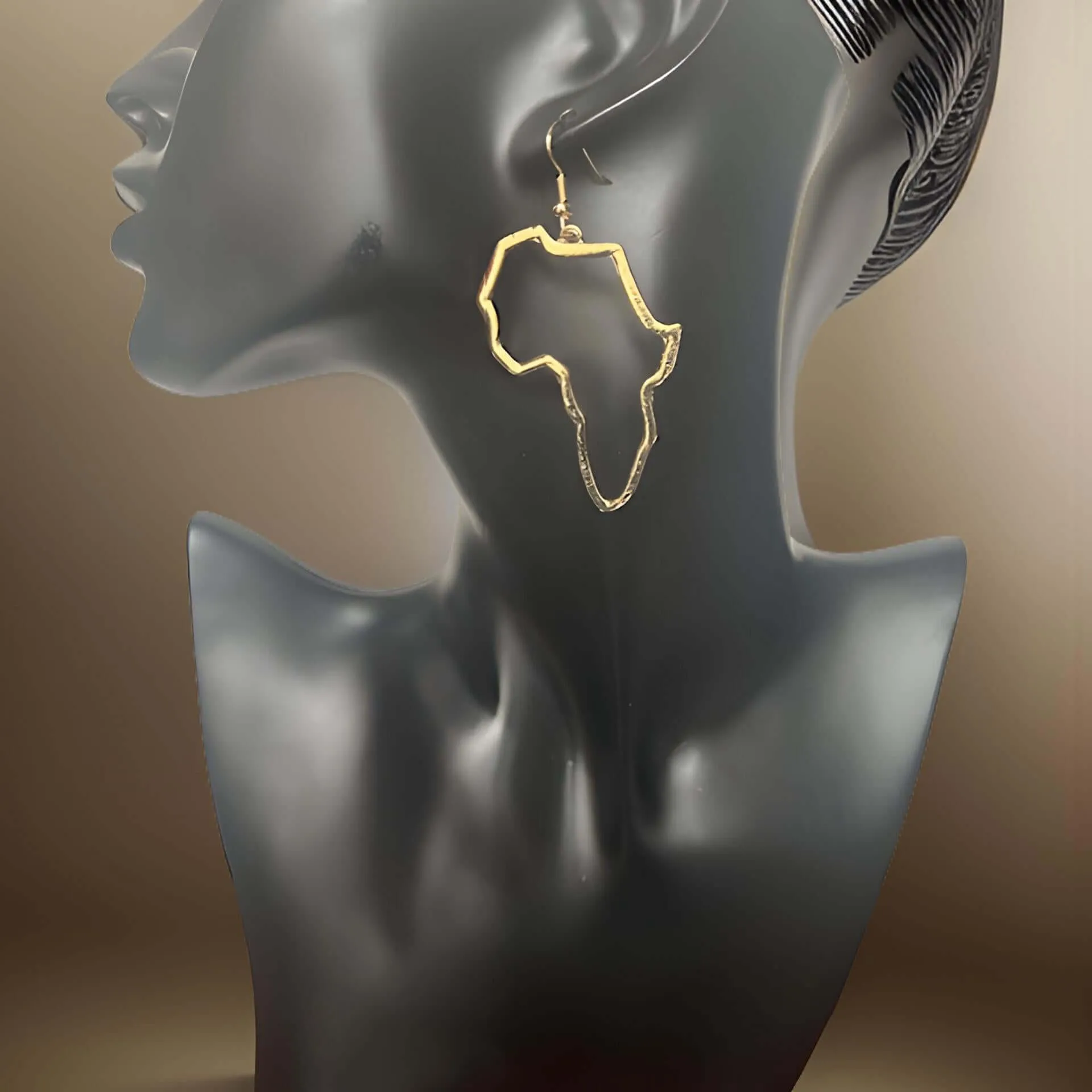 Outlined Africa Map Drop Earrings