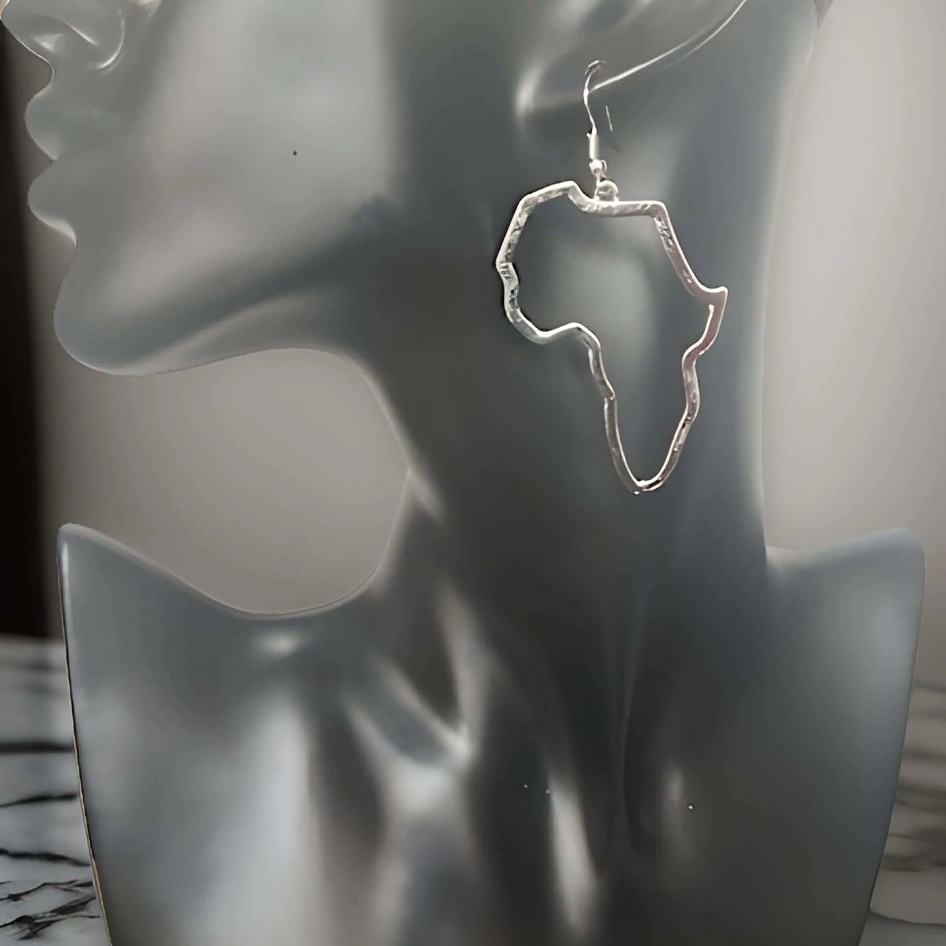 Outlined Africa Map Drop Earrings