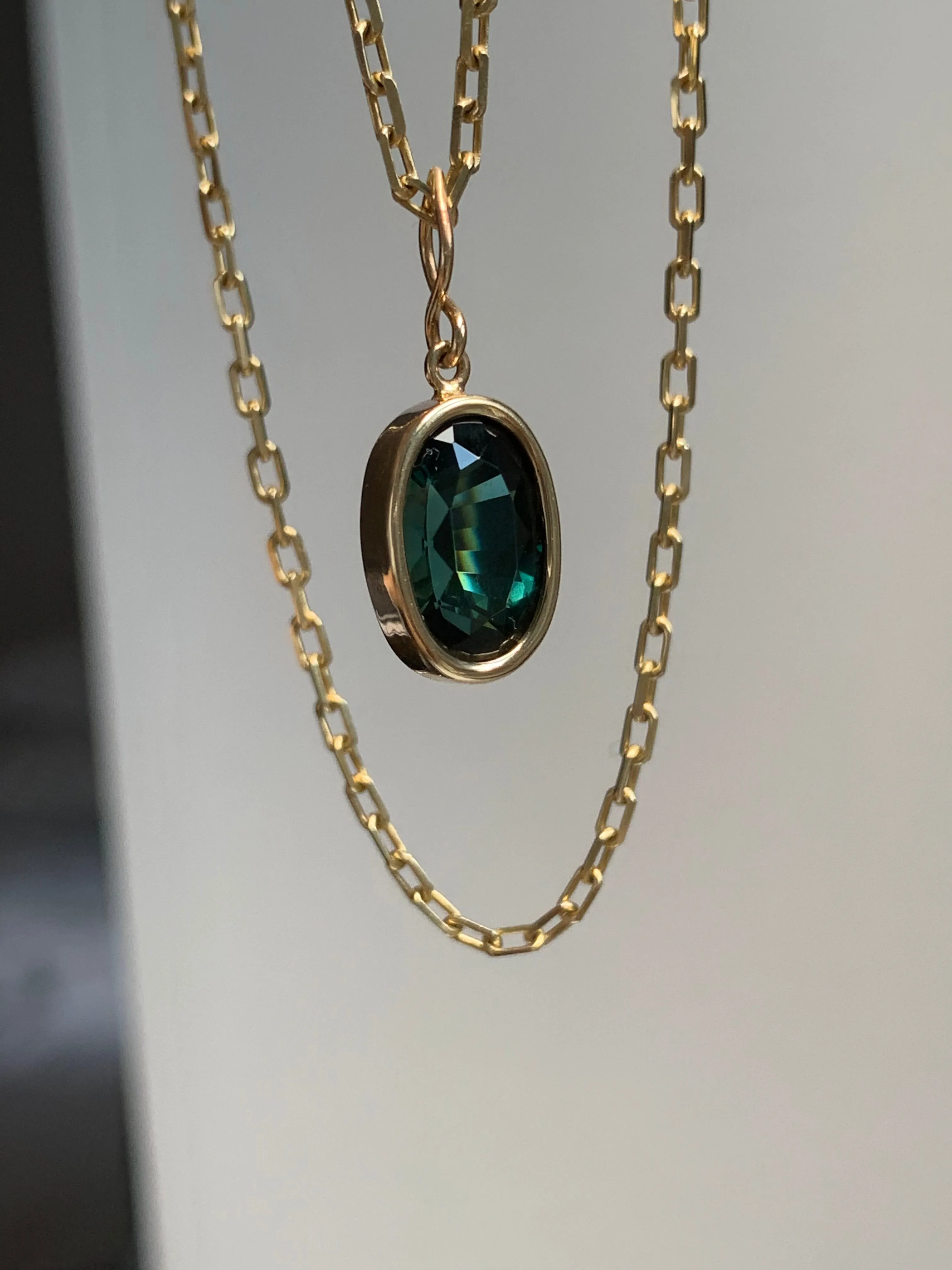 Oval Cut Tourmaline Pendant Necklace