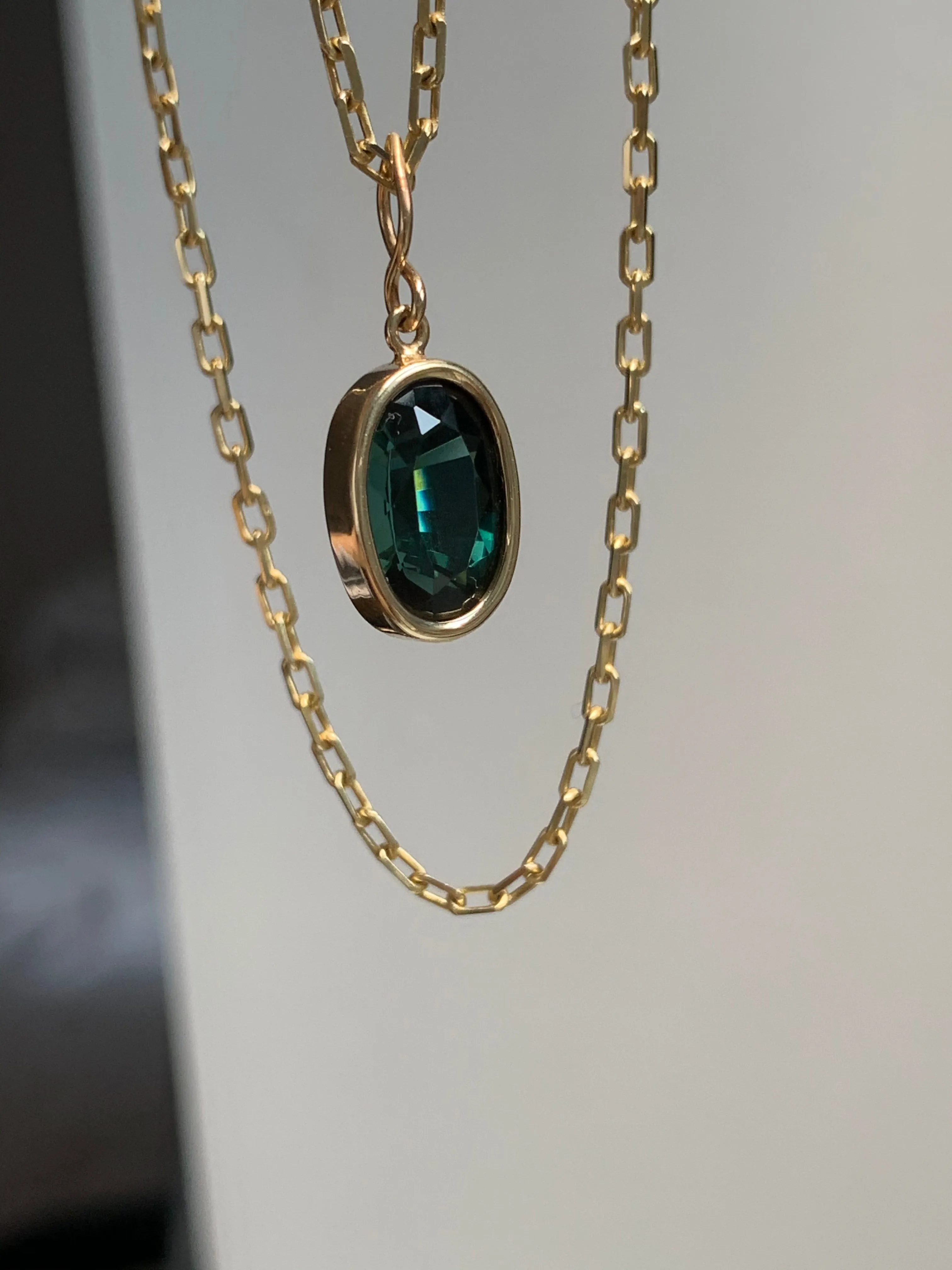 Oval Cut Tourmaline Pendant Necklace