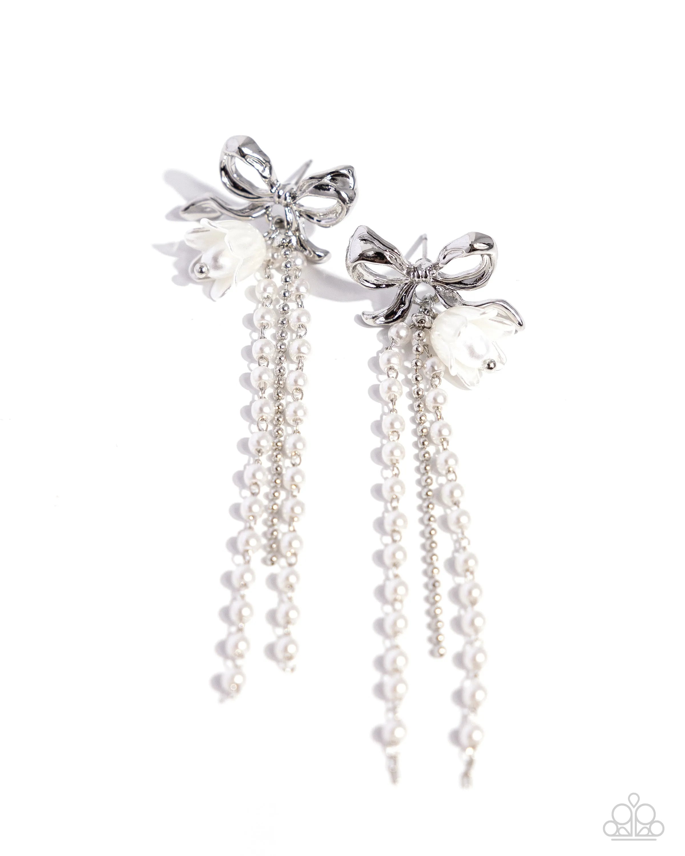 Paparazzi Garden Gain - White Earrings