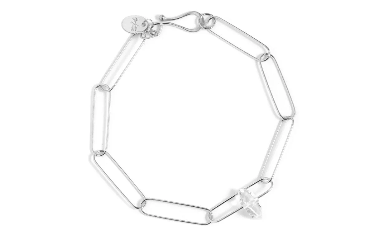 Paperclip Chain Bracelet with Herkimer Charm