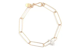 Paperclip Chain Bracelet with Herkimer Charm