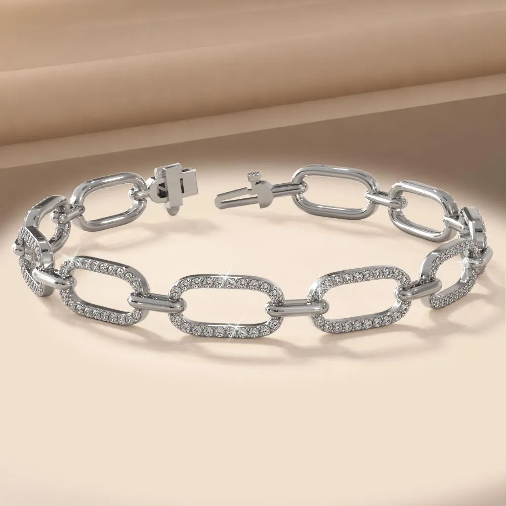 Paperclip Diamond Link Diamond Bracelet with 2.60 ct.(finished) 1.4mm