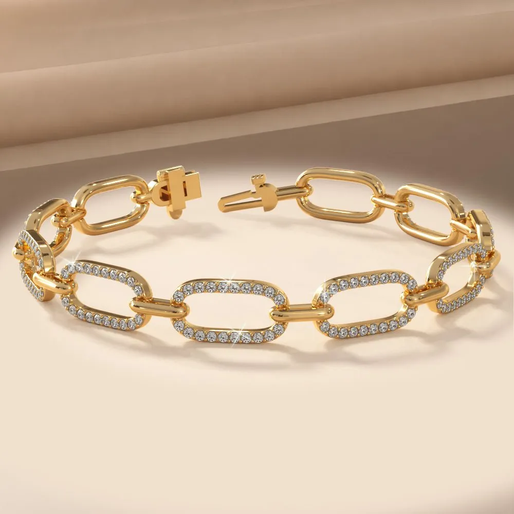 Paperclip Diamond Link Diamond Bracelet with 2.60 ct.(finished) 1.4mm
