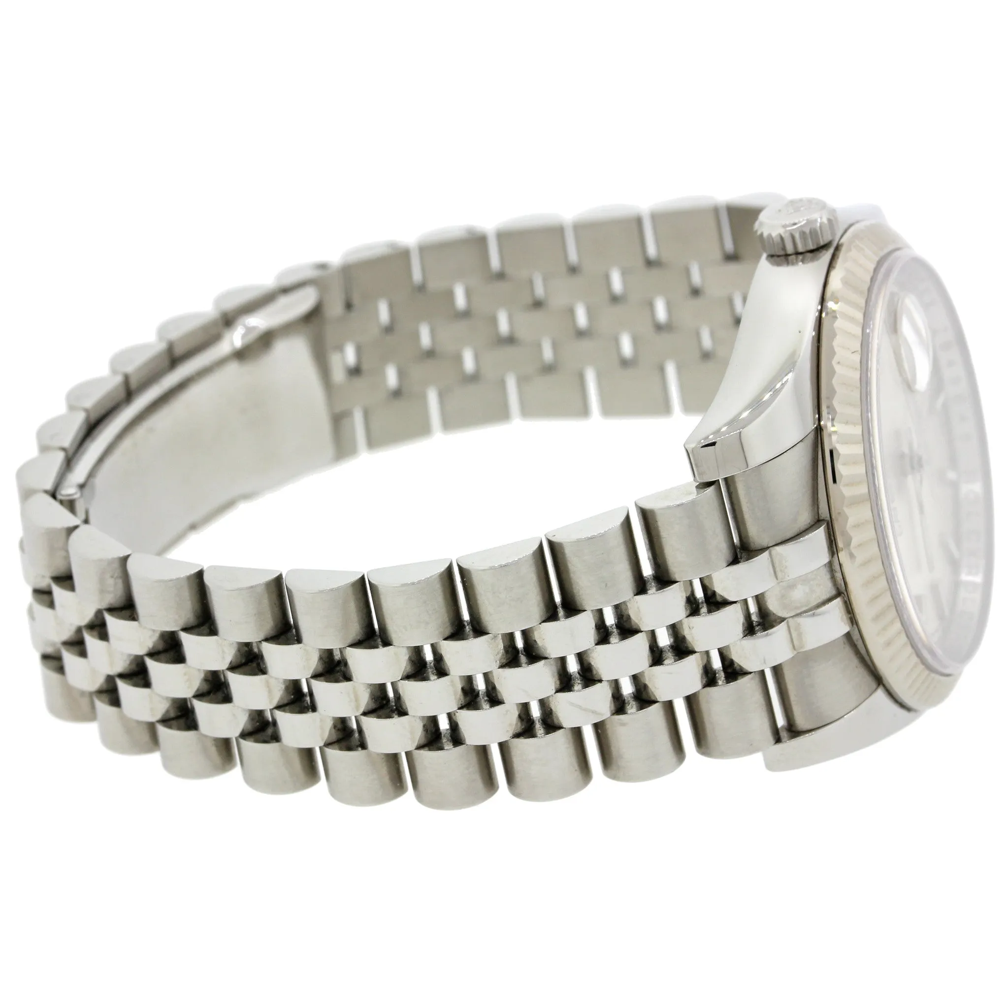 PAPERS Rolex DateJust Fluted White Gold Steel Jubilee 36mm Silver 116234 Watch