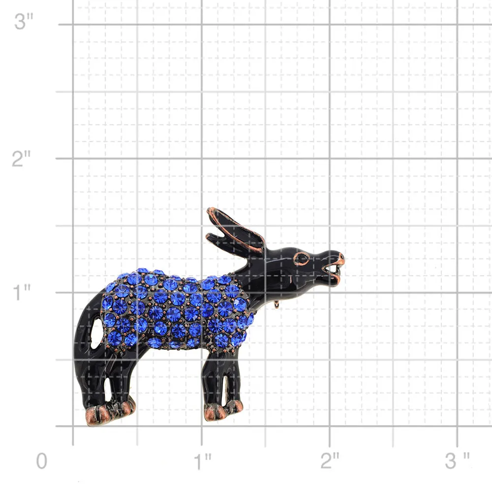 Patriotic Sapphire Blue Donkey Brooch Pin
