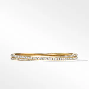 Pavé Crossover Two-Row Bracelet in 18K Yellow Gold with Diamonds, Size Medium