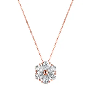 Pear Cut 18K Rose Gold 3.04 ct Diamond Flower Pendant Necklace